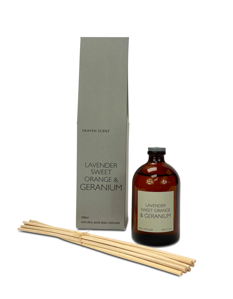 Lavender, Sweet Orange & Geranium 100ml Brown Apothecary Reed Diffuser by Heaven Scent
