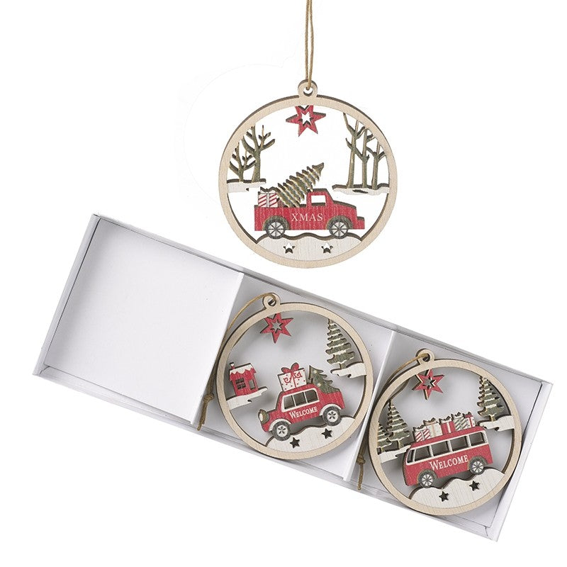 Wooden Cut Out Red Vehicle Hangers Set