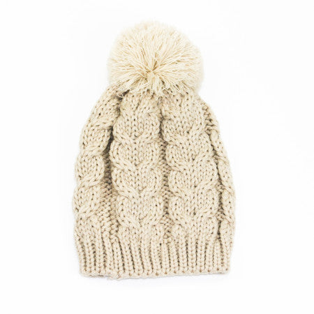 Chunky Cable Knit Hat Cream