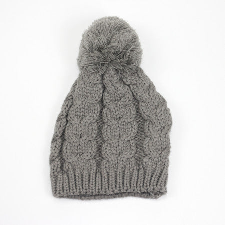 Chunky Cable Knit Hat Grey